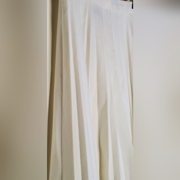 Vintage 60s White Crisp Pleated A-Line Midi Midcalf Marilyn Glam Skirt - Picture 5 of 10